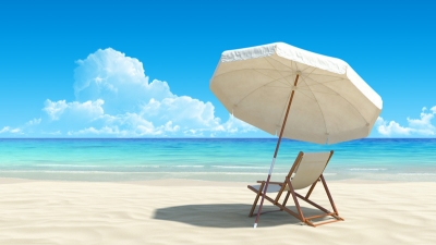 Beach with deck-chair